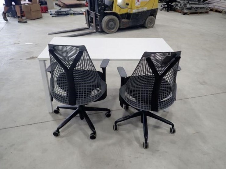 59-in.-ofiice-desk-&-(2)-desk-chairs-image-4