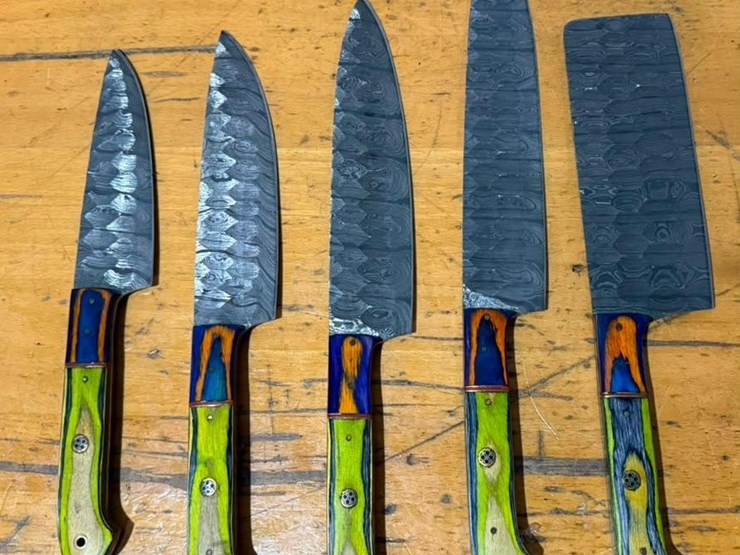 qty-(5)-handmade-damascus-style-chef-knife-set-image-1