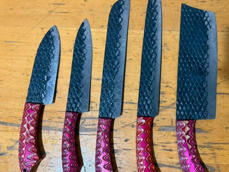 qty-(5)-handmade-chef-&-cleaver-knives-assorted-forged-kitchen-knife-set-image-1