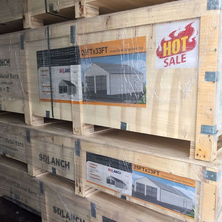 (1) SD Launch 25 ft x 33 ft Triple Garage Metal Barn GS2533 (2 Boxes) Over 6,600+ Lbs