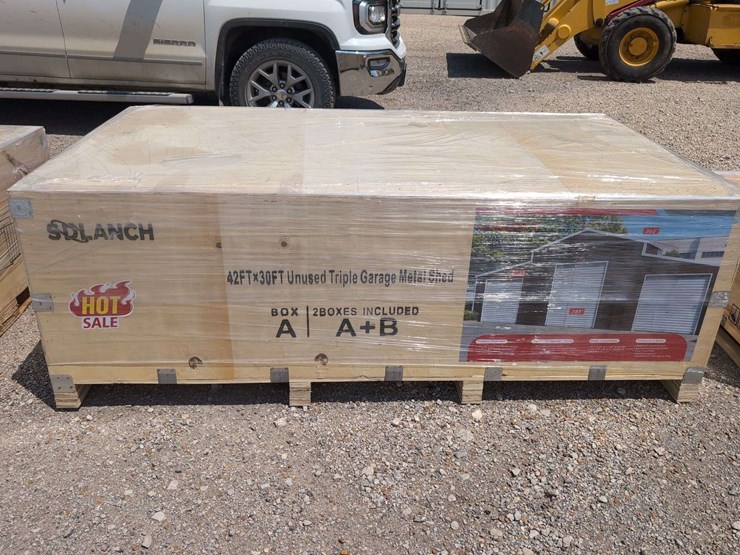 sd-launch-42-ft-x-30-ft-triple-garage-metal-shed-c4230ft-(2-boxes)-over-10,000+-lbs-image-3