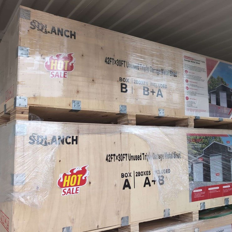 SD Launch 42 ft x 30 ft Triple Garage Metal Shed C4230FT (2 Boxes) Over 10,000+ Lbs