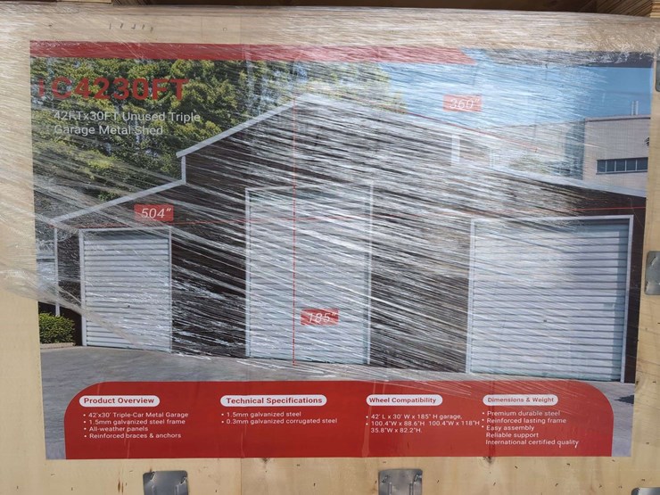 sd-launch-42-ft-x-30-ft-triple-garage-metal-shed-c4230ft-(2-boxes)-over-10,000+-lbs-image-5