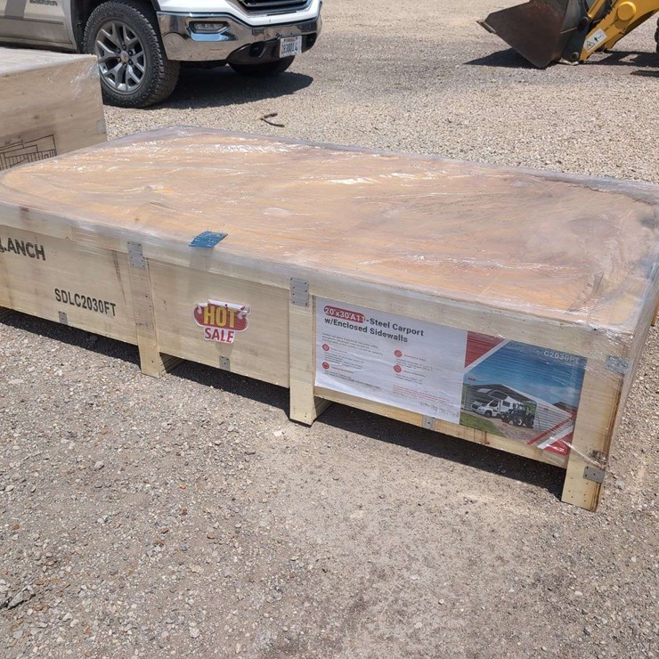 (1) SDL 20 ft x 30 ft All Steel Carport w/ Enclosed Side Walls SDLC2030FT