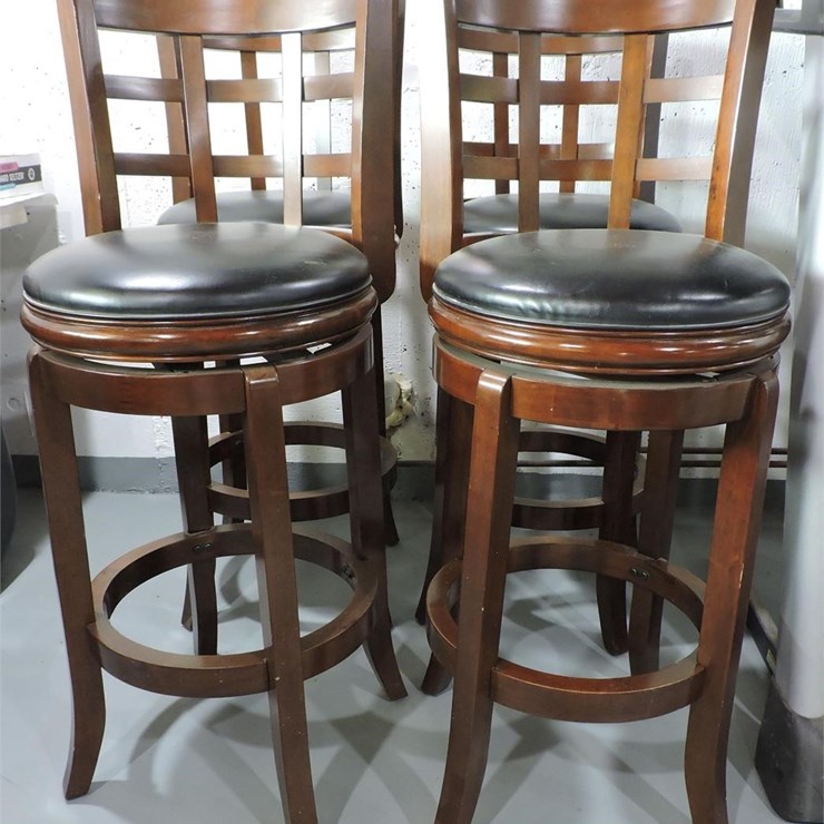 (4) Wooden Bar Stools, 29” Seat Height