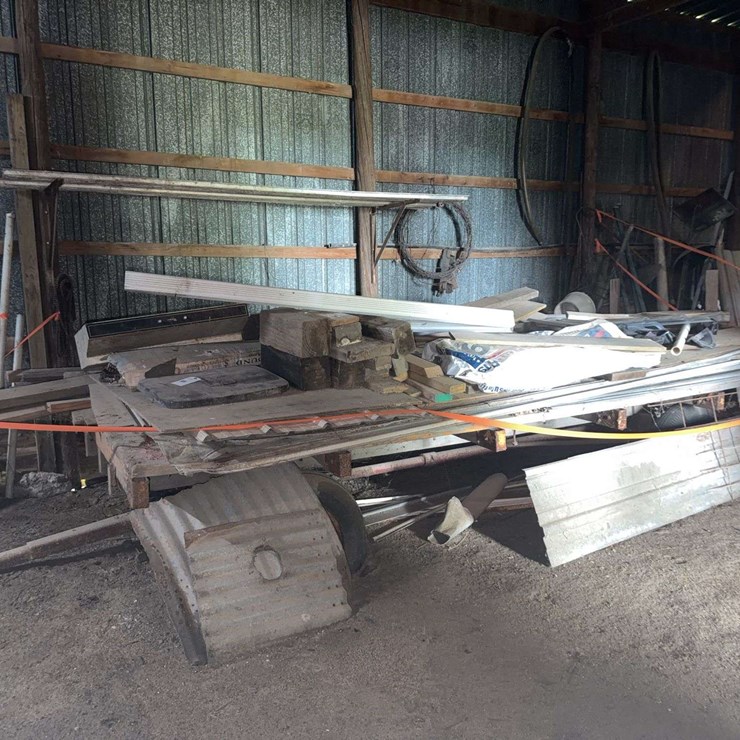 Hay Wagon with Assorted Building Materials and Hardware
