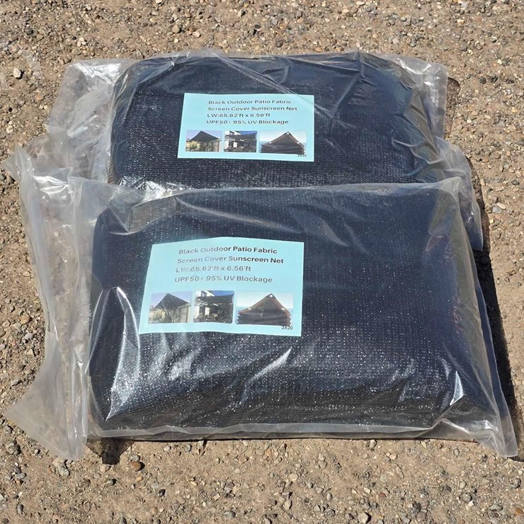 QTY. (2) BLACK OUTDOOR PATIO FABRIC SCREEN COVER S