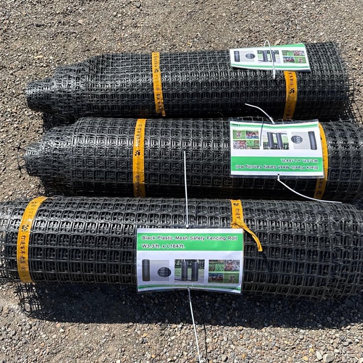 QTY. (3) BLACK PLASTIC MESH SAFETY FENCING ROLLS