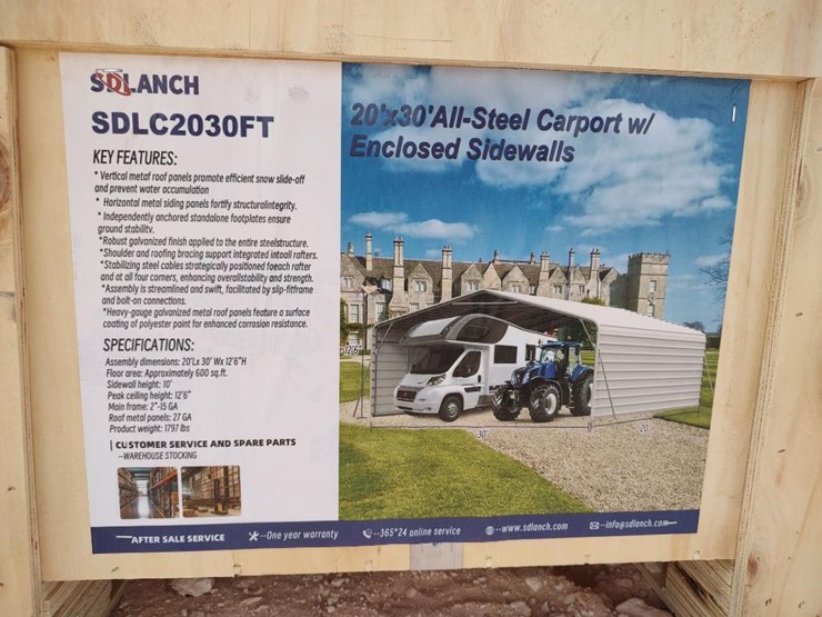 sd-lanch-sdlc2030ft-20ft-x-30ft-all-steel-carport-w/enclosed-sidewalls-image-1
