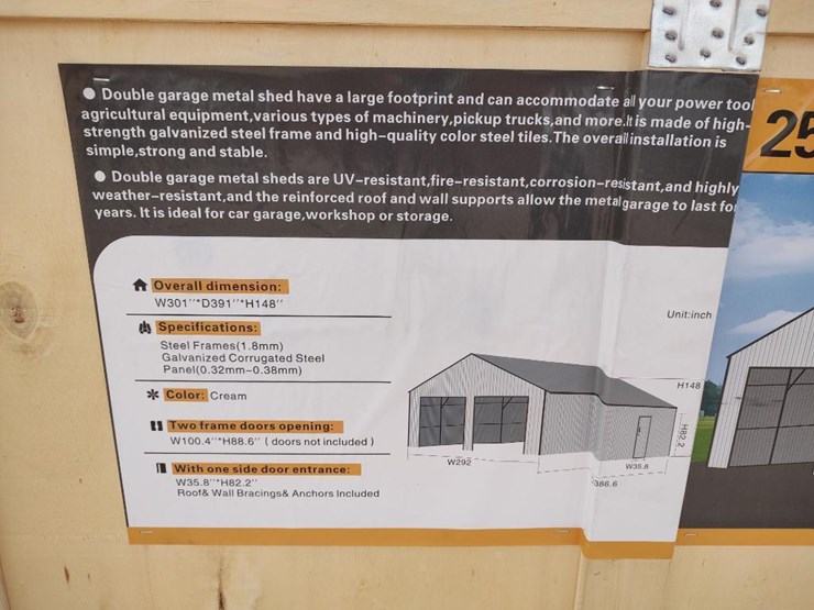 sd-lanch-gs2533-25ft-x-33ft-double-garage-metal-shed-image-2