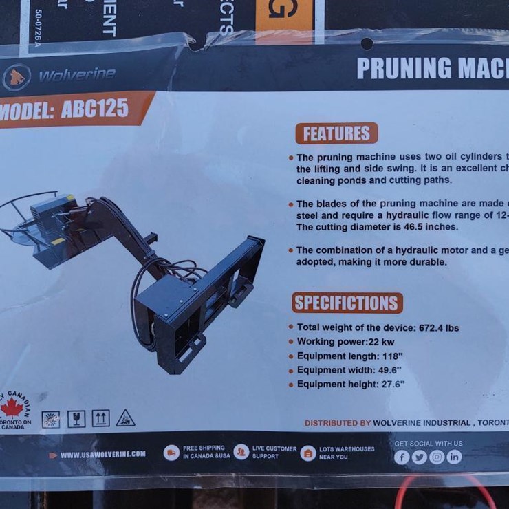 Wolverine ABC125 Swing Arm Skid Steer Brush Cutter