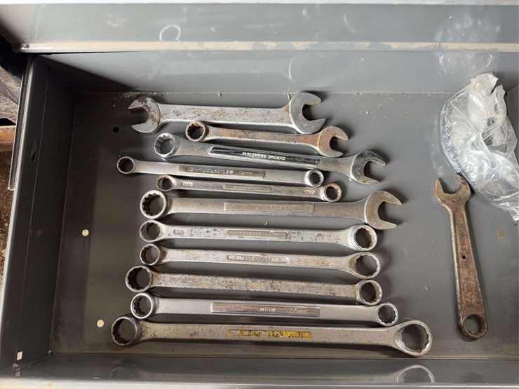 craftsman-rolling-tool-chest-with-assorted-hand-tools-and-metal-filing-cabinet-image-9