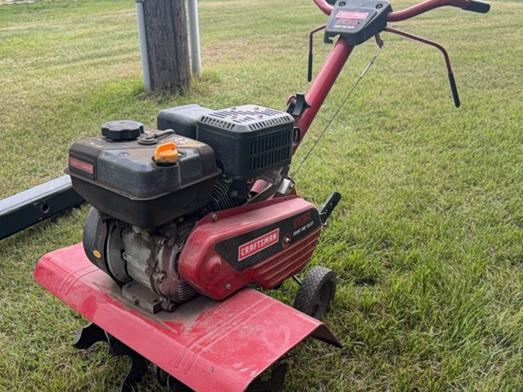 front-tine-tiller,-later-craftsman-newer-model,-gas-engine,-used-little,-stored-inside-image-1
