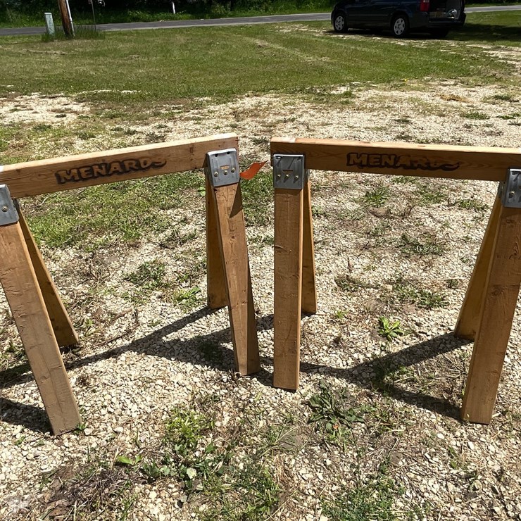 #3337 • (2) Menards Wood Sawhorses