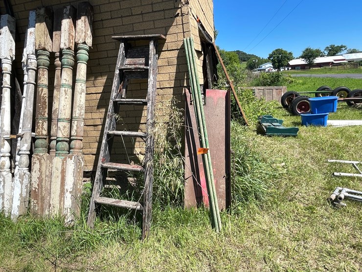 #3233-•-vintage-wood-step-ladder-and-metal-chute-image-2