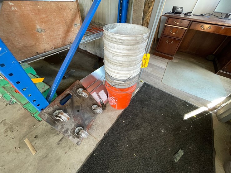 #4052-•-metal-cart,-sheet-metal,-buckets,-and-sunflower-heater-image-1