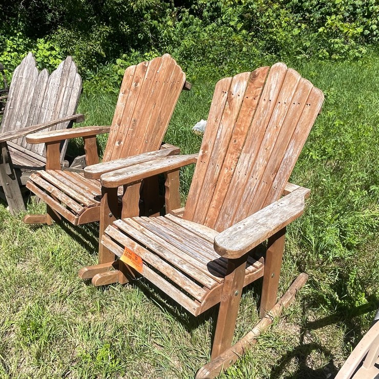 #3244 • (2) Wood Rocking Chairs