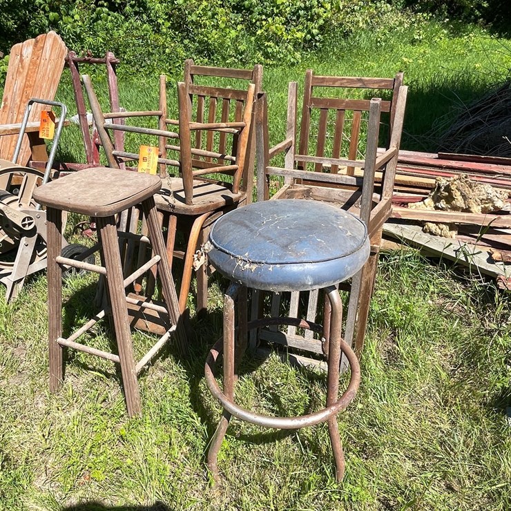 #3242 • Vintage Wood Chairs and Stools