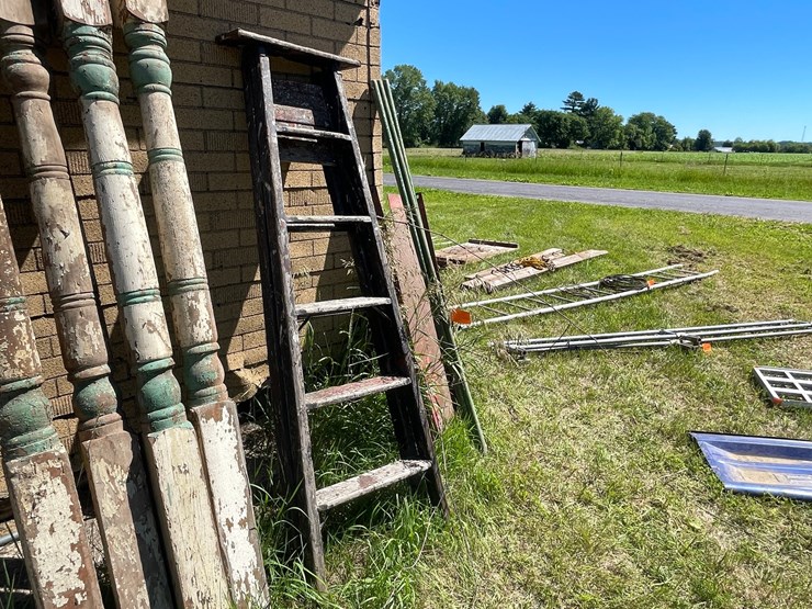 #3233-•-vintage-wood-step-ladder-and-metal-chute-image-3
