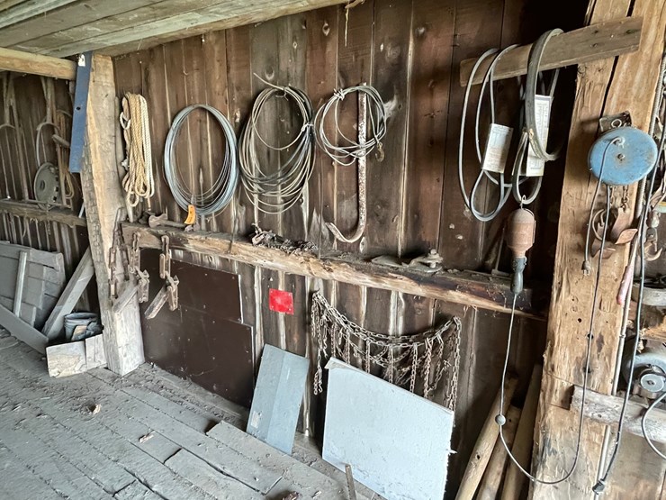 #2322-•-wall-section-of-vintage-farm-tools-image-1