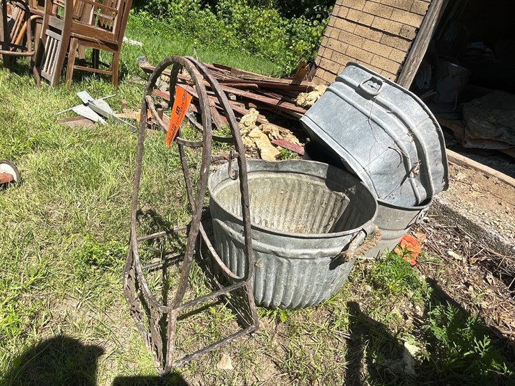 #3239-•-galvanized-washtubs-and-firewood-holder-image-1
