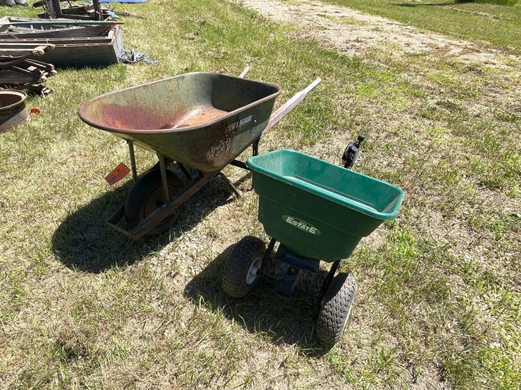 #3308-•-true-temper-wheelbarrow-and-estate-pull-behind-spreader-image-1
