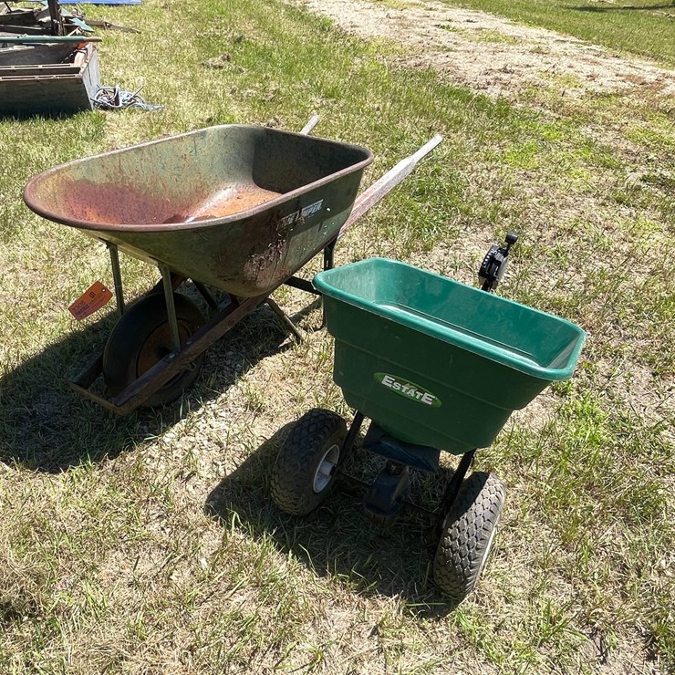 #3308 • True Temper Wheelbarrow and Estate Pull Behind Spreader