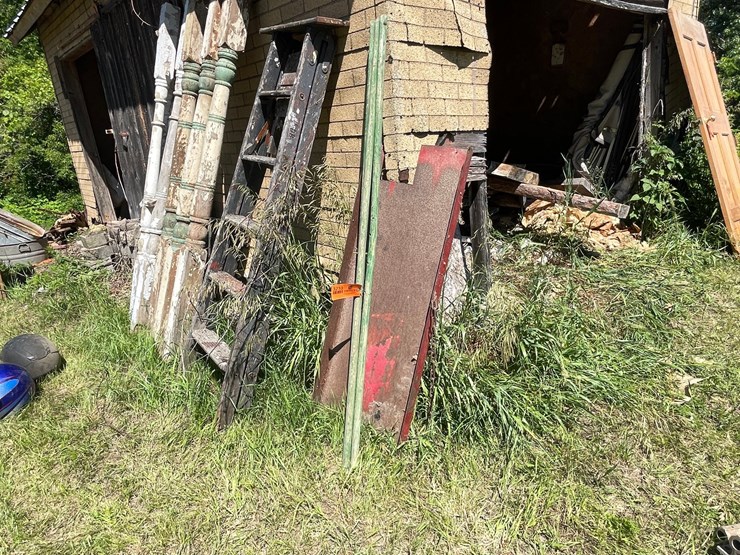 #3233-•-vintage-wood-step-ladder-and-metal-chute-image-1