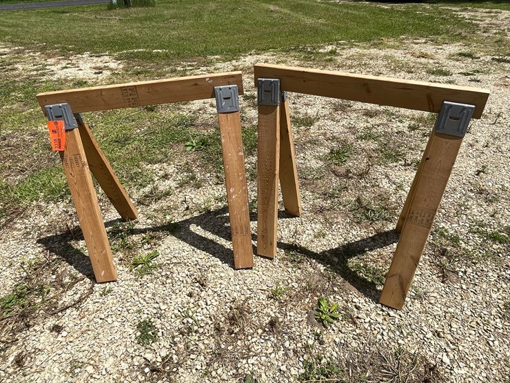 #3338-•-(2)-menards-wood-sawhorses-image-1
