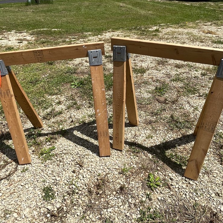 #3338 • (2) Menards Wood Sawhorses