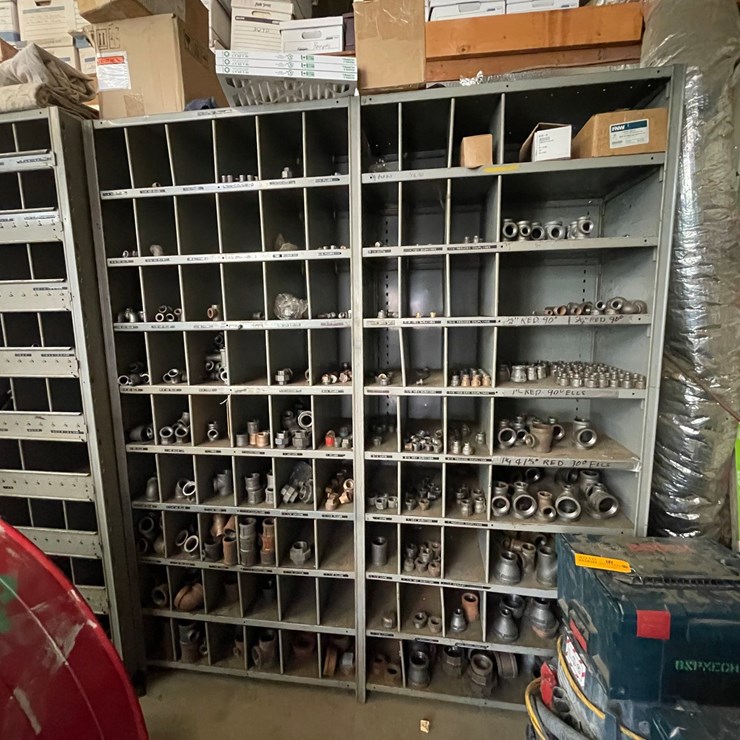 #4009 • Large Metal Organizing Rack with Various Pipe Fittings