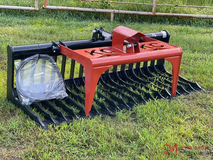 new-76"-root-rake-hydraulic-grapple-skid-steer-attachment-image-1