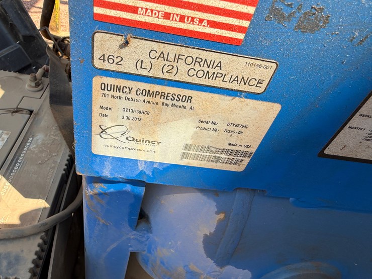 4.6’-x-4.6’-quincy-mod-g213h30hcb-compressor-skidded-w/-(2)-bbls-of-certified-grease-image-6