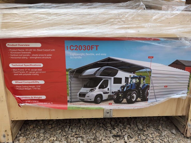 (1)-sdl-20-ft-x-30-ft-all-steel-carport-w/-enclosed-side-walls-sdlc2030ft-image-2