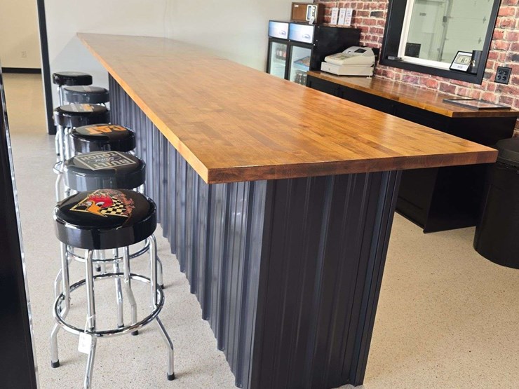 15ft-butcher-block-table/bar-top,-36''-wide,-42''-tall,-can-come-apart-into-7-1/2ft-sections-image-1