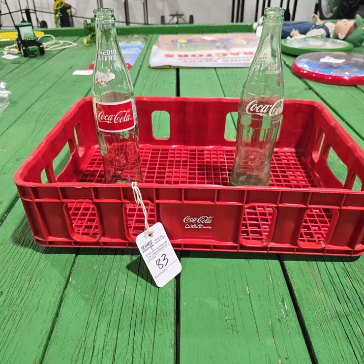 Coco-Cola Crate and 2 Glass Bottles