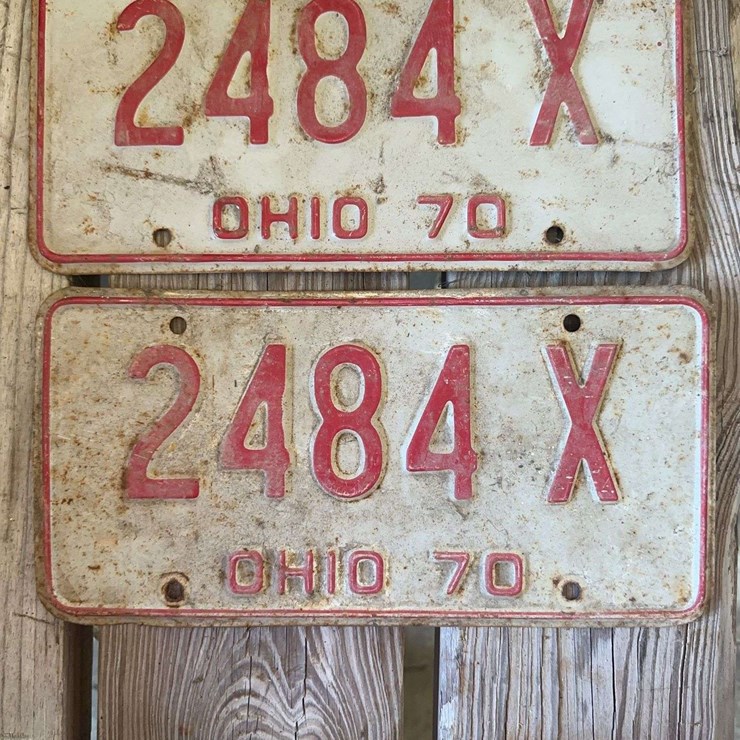 1970 Ohio License Plates Matching Pair 2484 X