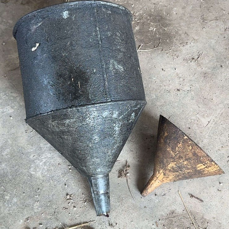 Galvanized Steel and Metal Funnel Lot Garage Automobilia