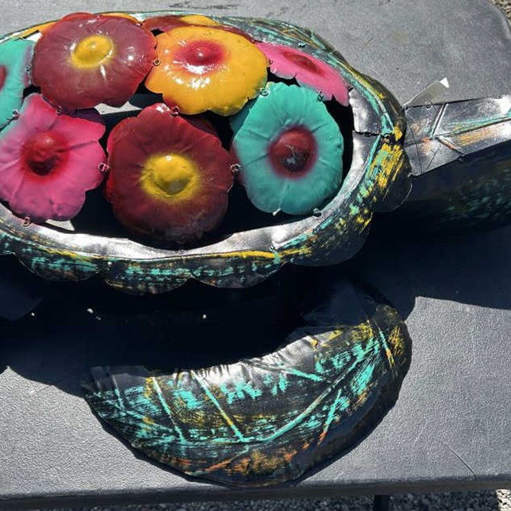 #124 • Metal Art - Large Floral Turtle