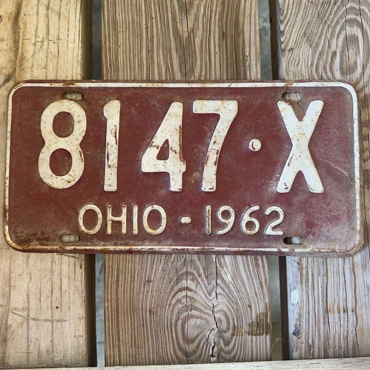 1962 Ohio License Plate Number 8147-X Automobilia Collectible