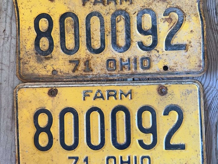 1971-ohio-farm-license-plate-pair-800092-yellow-black-image-1