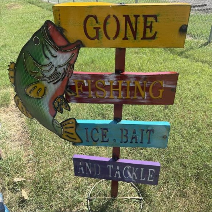#111 • Metal Art - Gone Fishing, Ice Bait & Tackle Sign