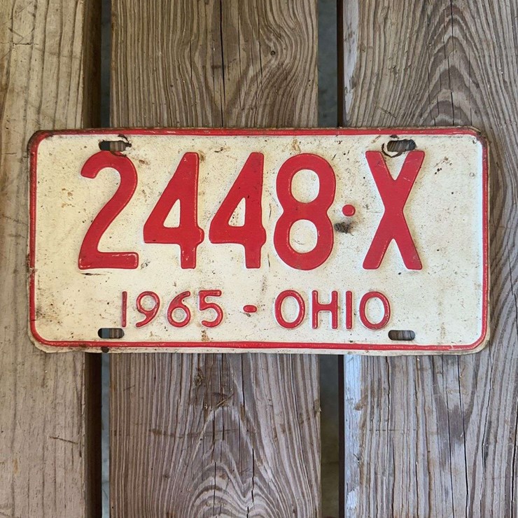 1965 Ohio License Plate Number 2448-X Automobilia Collectible