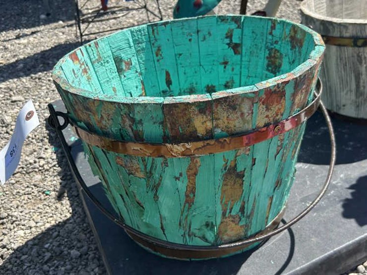 #138-•-large-teal-wooden-rustic-bucket-image-1