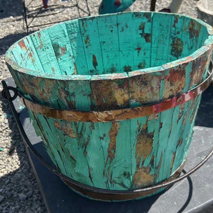 #138 • Large Teal Wooden Rustic Bucket