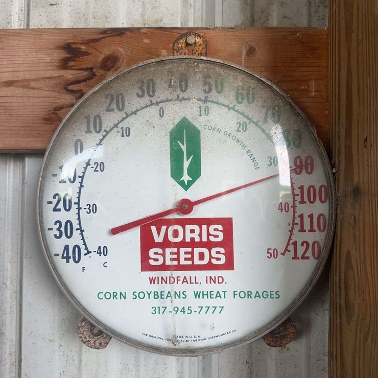 Voris Seeds Jumbo Dial Ohio Thermometer Windfall Indiana Sign