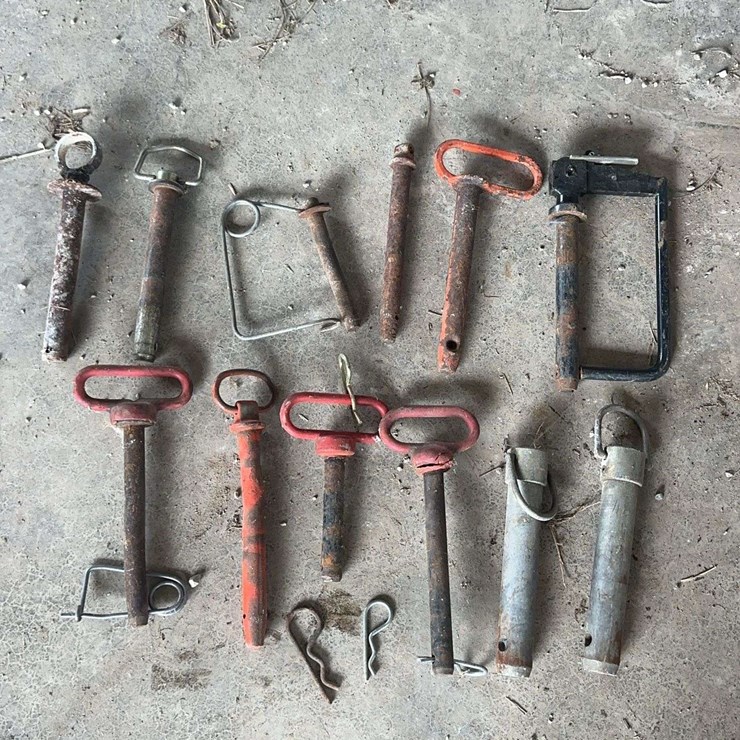 Assorted Tractor Hitch Pins Clevis Pins and Hardware Accessories Lot