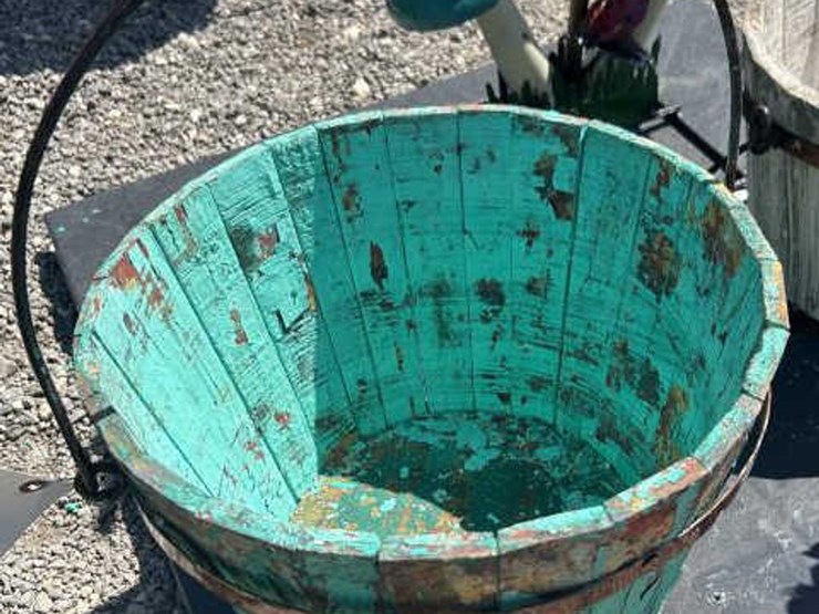 #138-•-large-teal-wooden-rustic-bucket-image-3
