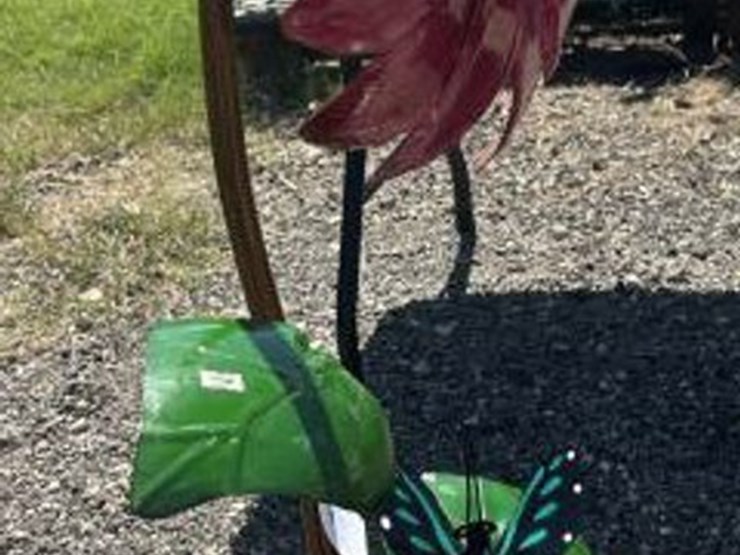 #154-•-metal-art---large-pink-flower-w/-mushrooms-&-image-3