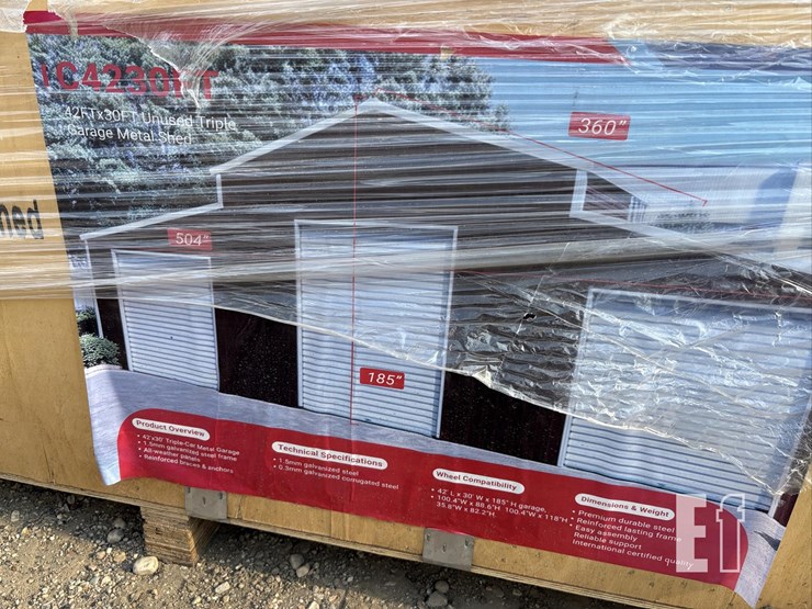 42ft-x-30ft-unused-triple-garage-metal-shed-sdl423-image-1